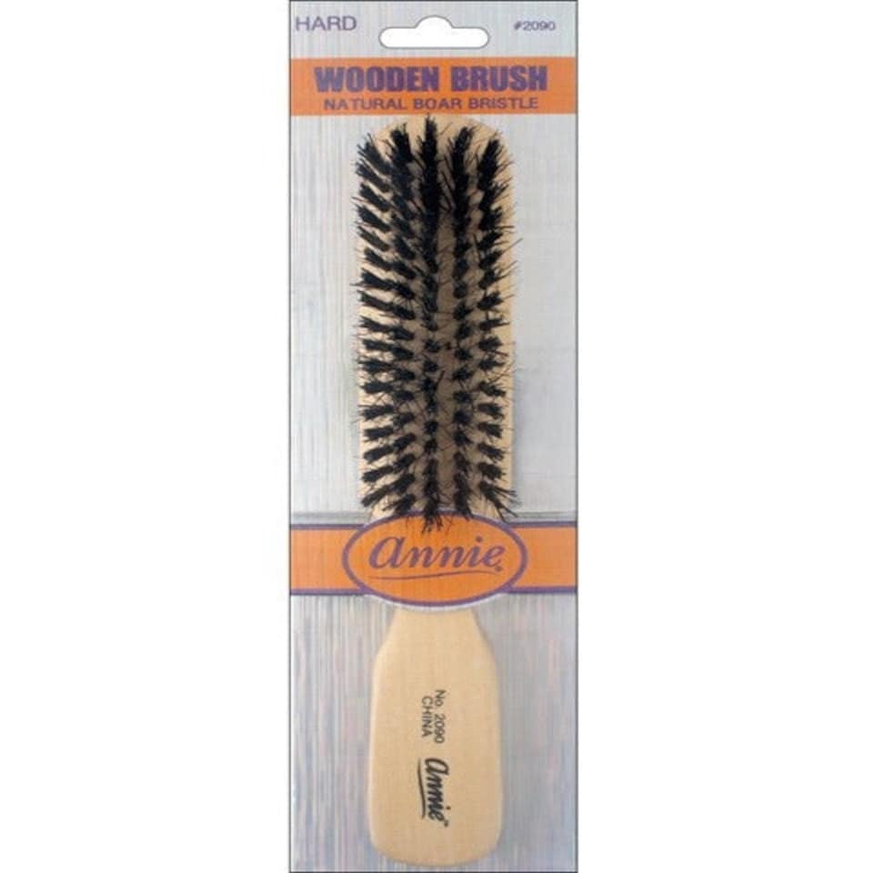 image 1 of Annie Hard Natural Boar Bristle Wooden Brush 5 Row 2090