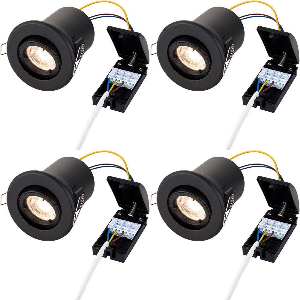 Loops 4 PACK Tiltable Recessed Ceiling Downlight - 50W GU10 Reflector - Fire Rated