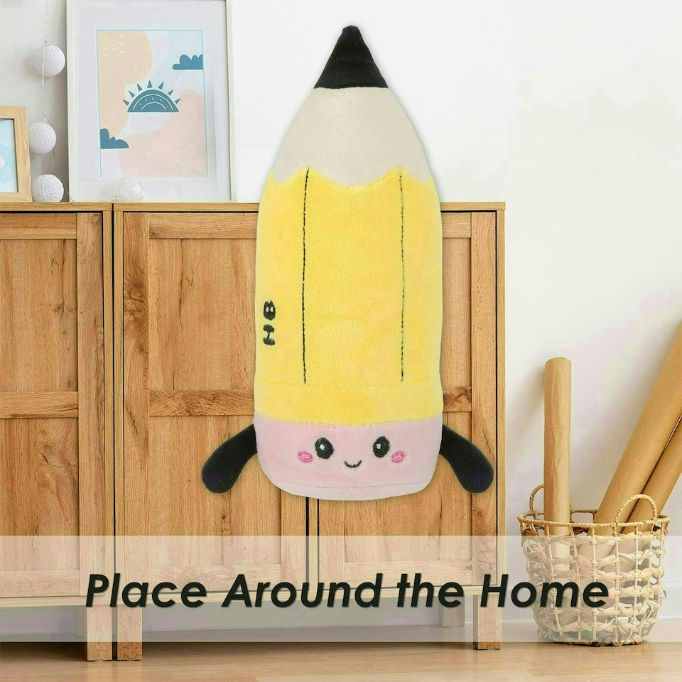 image 1 of Pencil Soft Toy Cute Plushie Huggable Cuddly Stuffed Toy 16cm Yellow