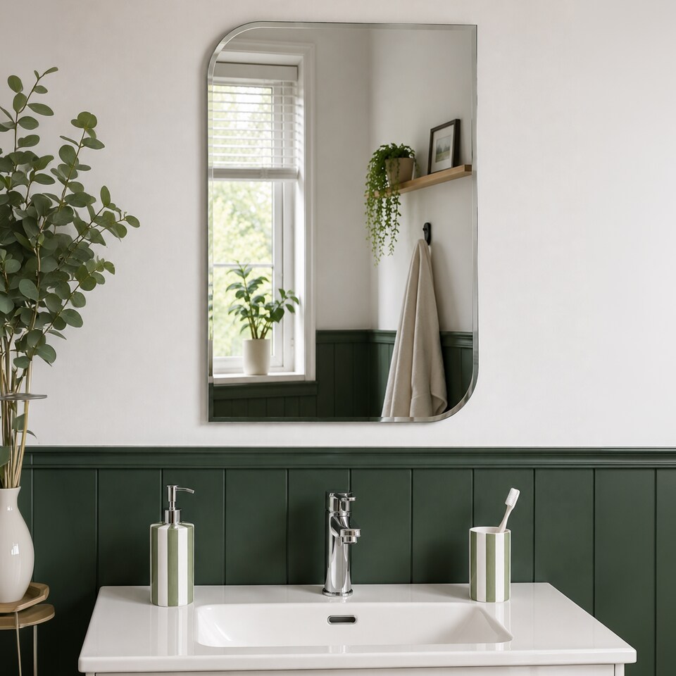 image 1 of Showerdrape Islington Rectangular Wall Mounted Frameless Bevelled Edge Bathroom Mirror 70 x 50cm | Chrome | Mirror | 1