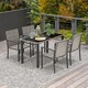 image 2 of Outsunny 4 Seater Rattan Dining Set with Rectangular Glass Top Table and 4 Armchairs, PE Rattan Garden Furniture Set, Outdoor Dining Table and Chairs for Patio, Balcony, Terrace, Mixed Grey