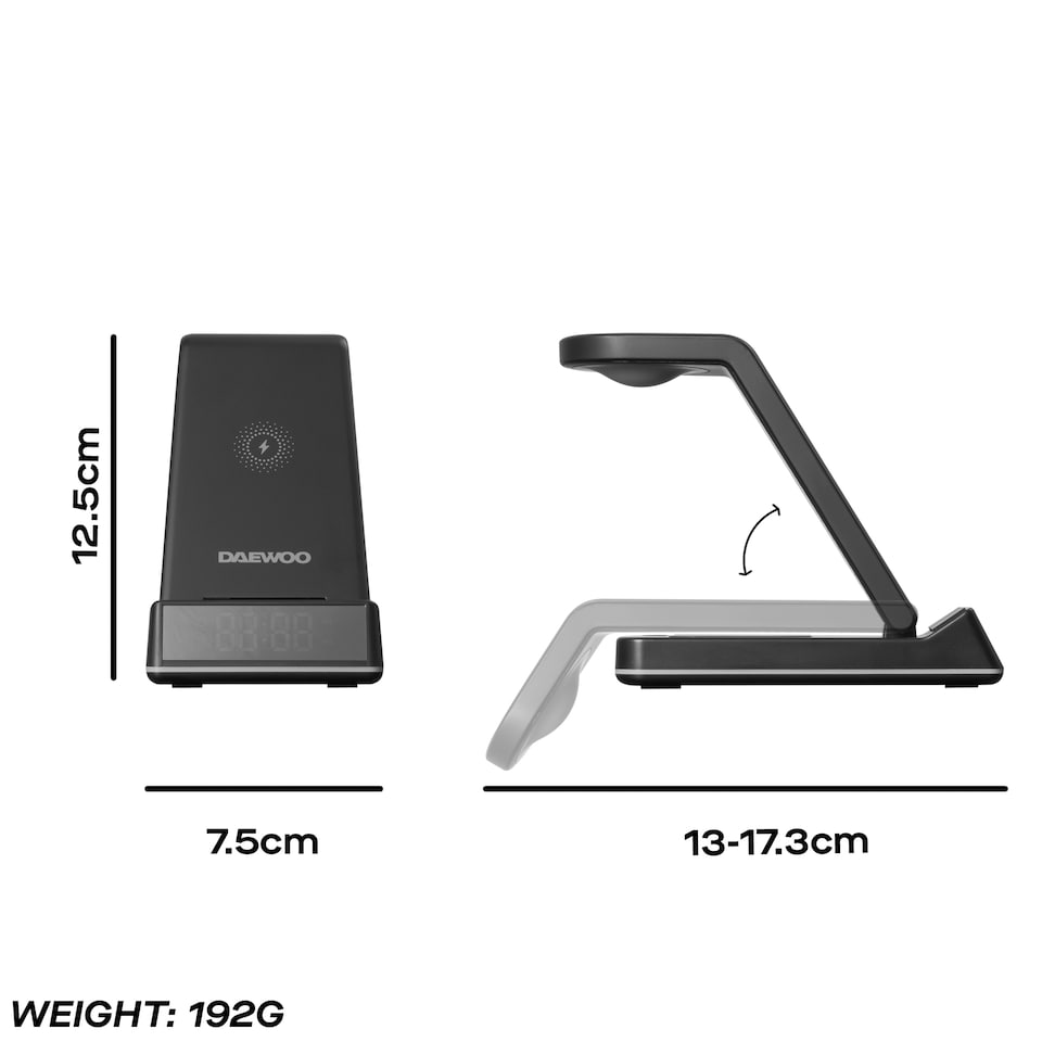 image 1 of Daewoo 5 In 1 Wireless Charger Foldable Station Black