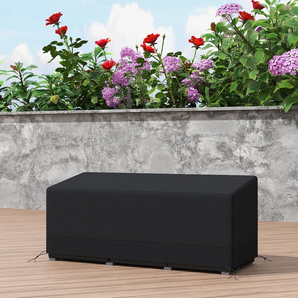 image 1 of Outsunny 190x72x76cm Rectangular Patio Furniture Cover for Chairs Black | Black | Black | 190.5cm x 72cm x 76cm