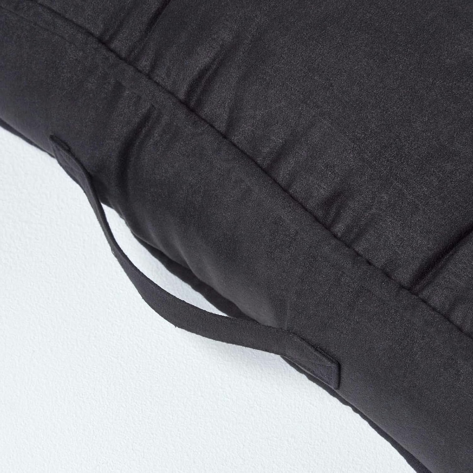 image 1 of Homescapes Black Faux Suede Armchair Booster Cushion Black