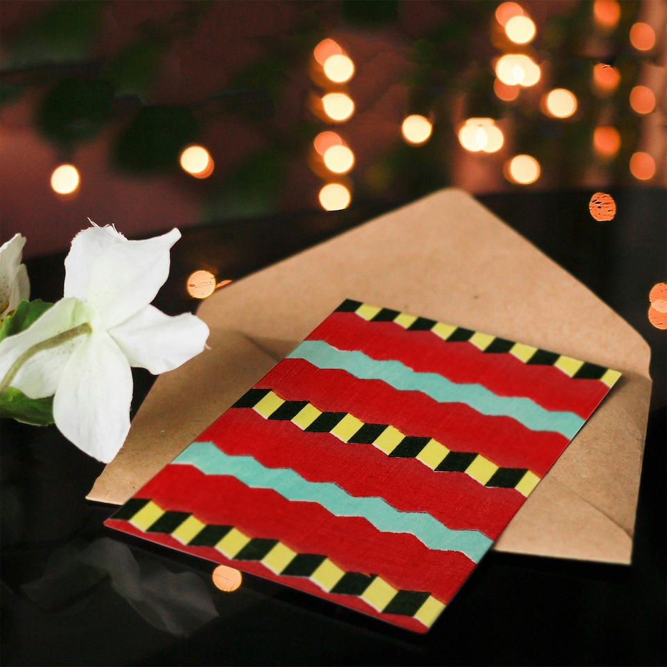image 1 of Furuya Korin Japanese Art Card Shima Zigzag Textile Patterns