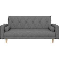 Yaheetech Fabric Convertible Sofa Bed with 2 Bolster Pillows-Dark Grey