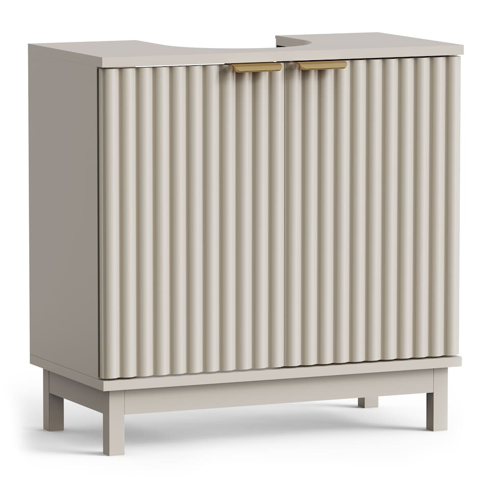 image 1 of VonHaus Victoria Stone Under Sink Bathroom Cabinet with Fluted Texture Doors
