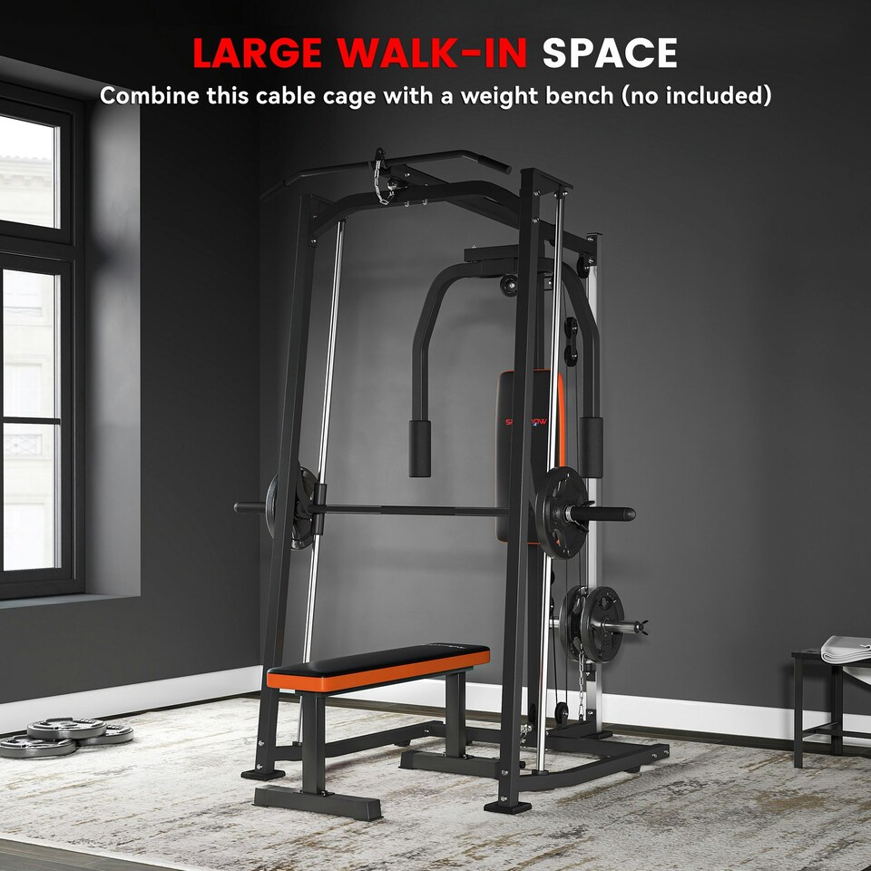 image 1 of SPORTNOW Multigym, Smith Machine Power Cage for Home Gym, Weight Lifting