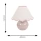 image 7 of ValueLights Bosco Natural Stone Globe Ceramic Table Lamp with Linen Pink Trim Scallop Lamp Shade