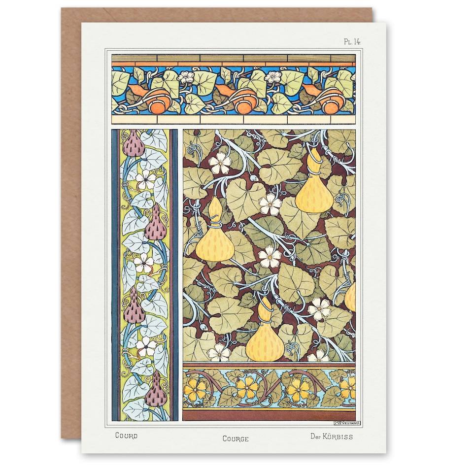 image 1 of Maurice Pillard Verneuil Art Card White Flower Gourd Floral Patterns