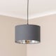 image 2 of ValueLights Reni Small Charcoal Fabric Chrome Inner Lamp Shade & Bulb | Grey
