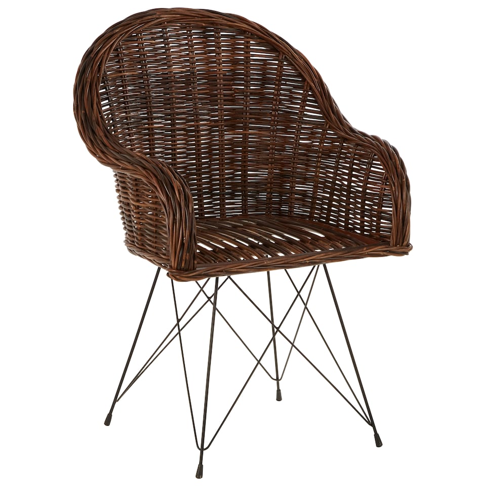 image 1 of Interiors by Premier Natural Croco Rattan Chair, Easy to Clean Outdoor Chair, Arm & Backrest Rattan Armchair, Eco-friendly Chair