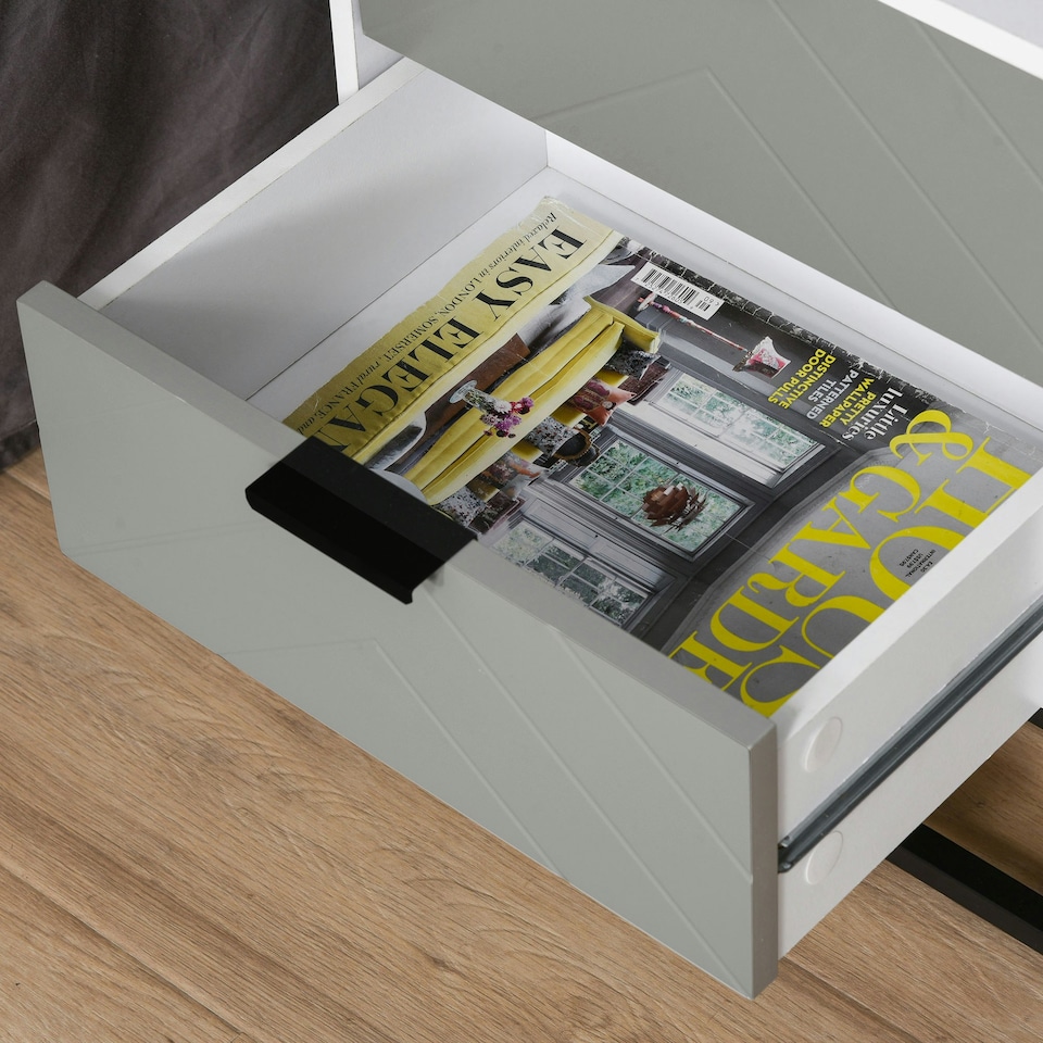 image 1 of HOMCOM Bedside Cabinet with Metal Base and 2 Drawer Storage for Home Office