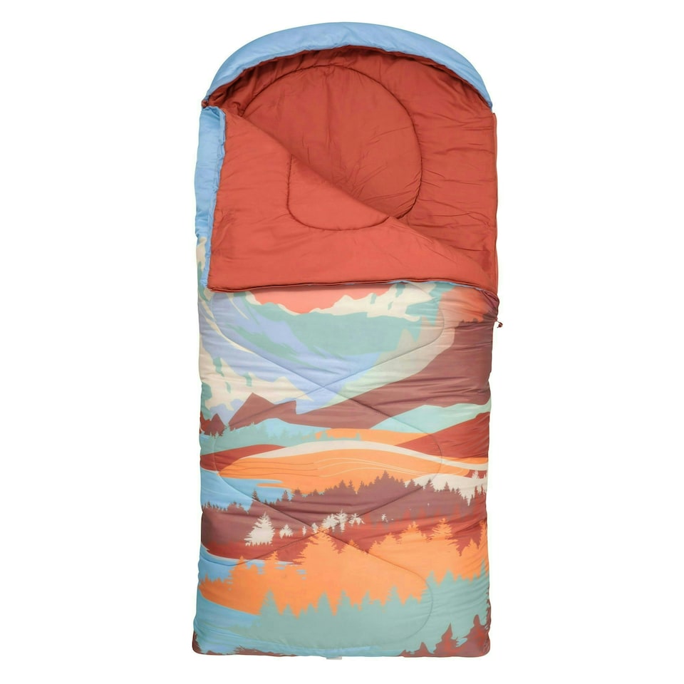 image 1 of Mountain Warehouse Apex 250 Square Sleeping Bag with Carry Bag Two Way Zip Bed Brown | Rust