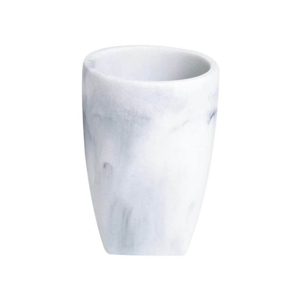image 1 of Showerdrape Octavia White Marble & Chrome Tumbler