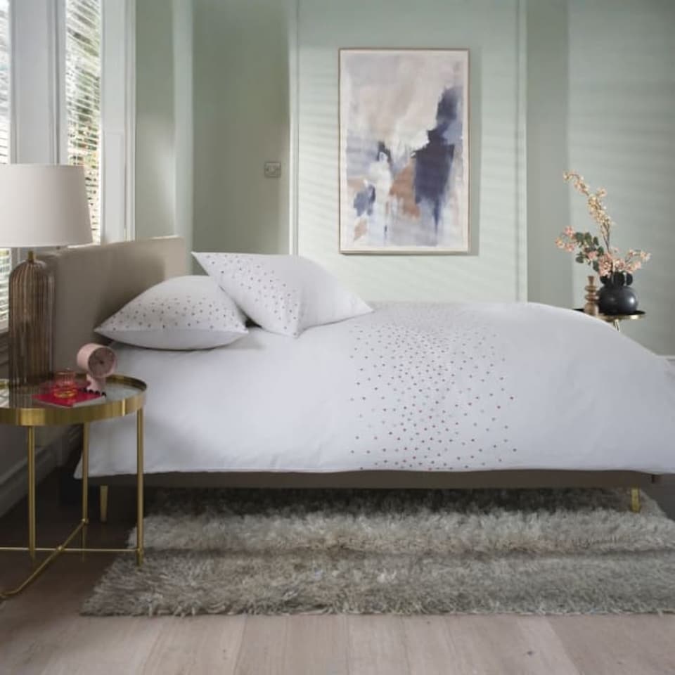 image 1 of Triangles Cotton Duvet Set with Embroidered
