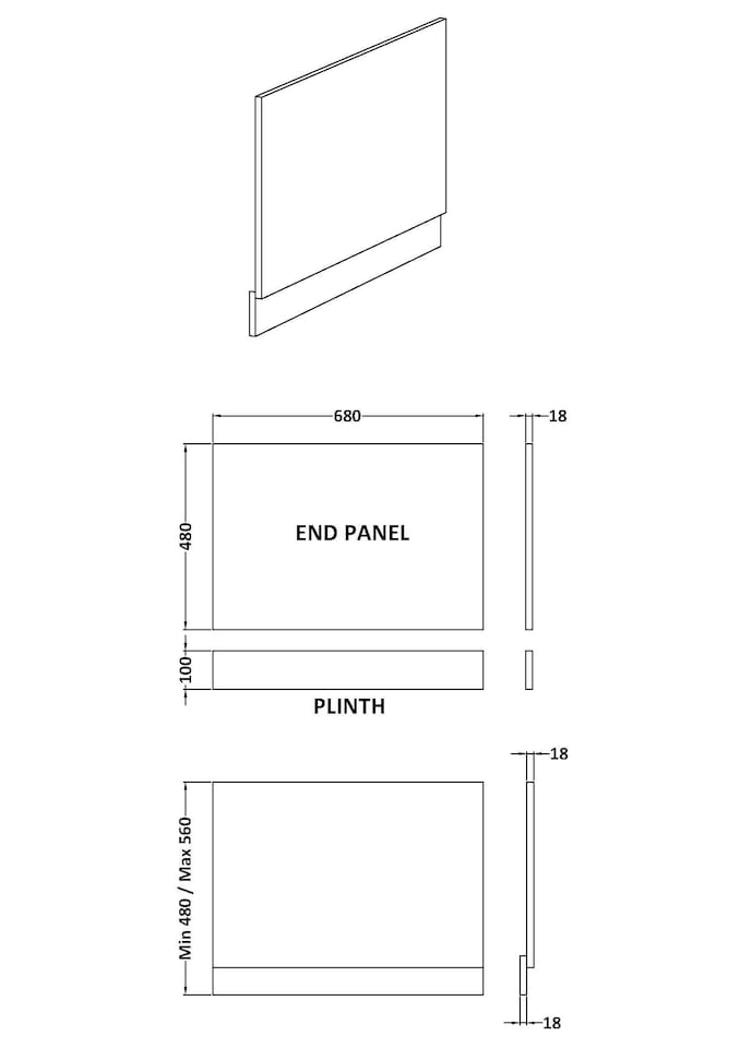 image 1 of Bath MDF End Panel Plinth Gloss Cloud Grey 700mm
