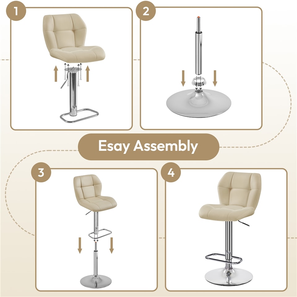 image 1 of Yaheetech Set of 2 Modern Faux Leather Swivel Bar Chair-Khaki