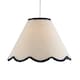 image 2 of Scallop Edge Natural Textured Linen Coolie Lamp Shade with Navy Trims | Blue | 12"