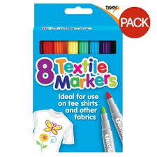 Tiger Textile Markers Set (Pack of 8) - Multicoloured - One Size