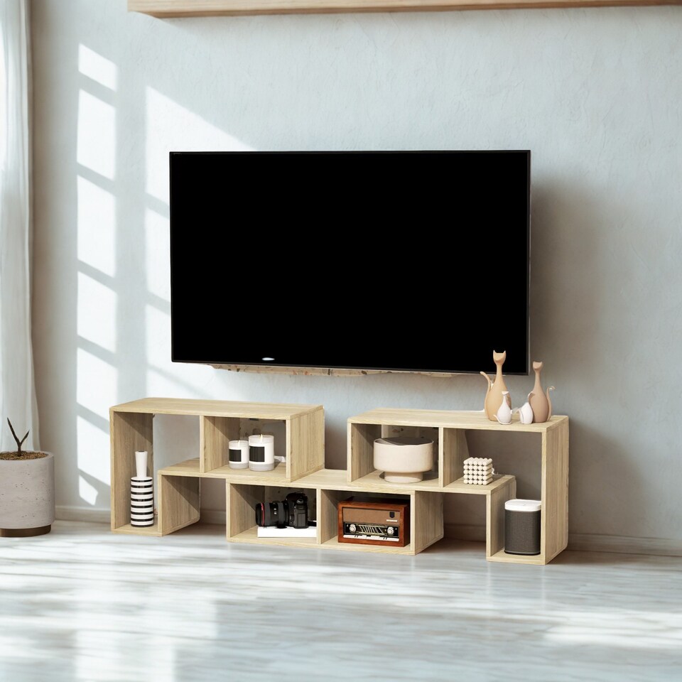 image 1 of Adjustable Free Combination TV Stand Unit With Storage Grey