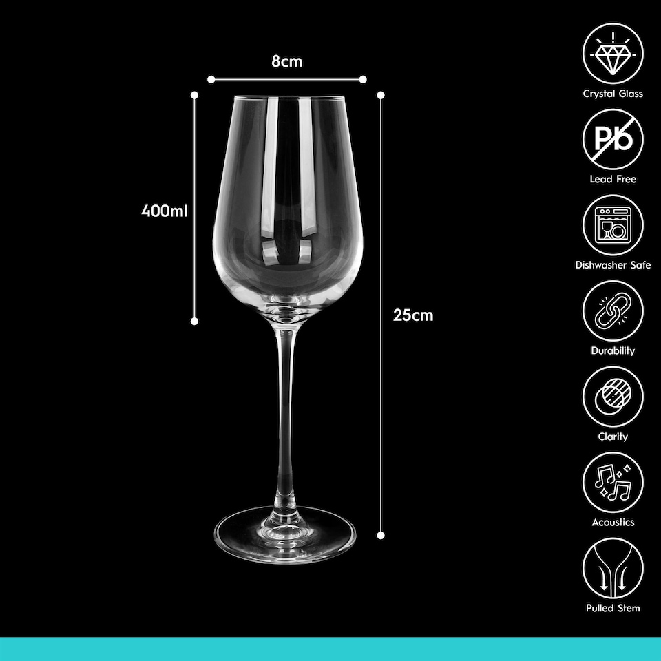 image 1 of Argon Tableware Knightsbridge Crystal White Wine Glasses - 400ml | Clear | Clear | 6