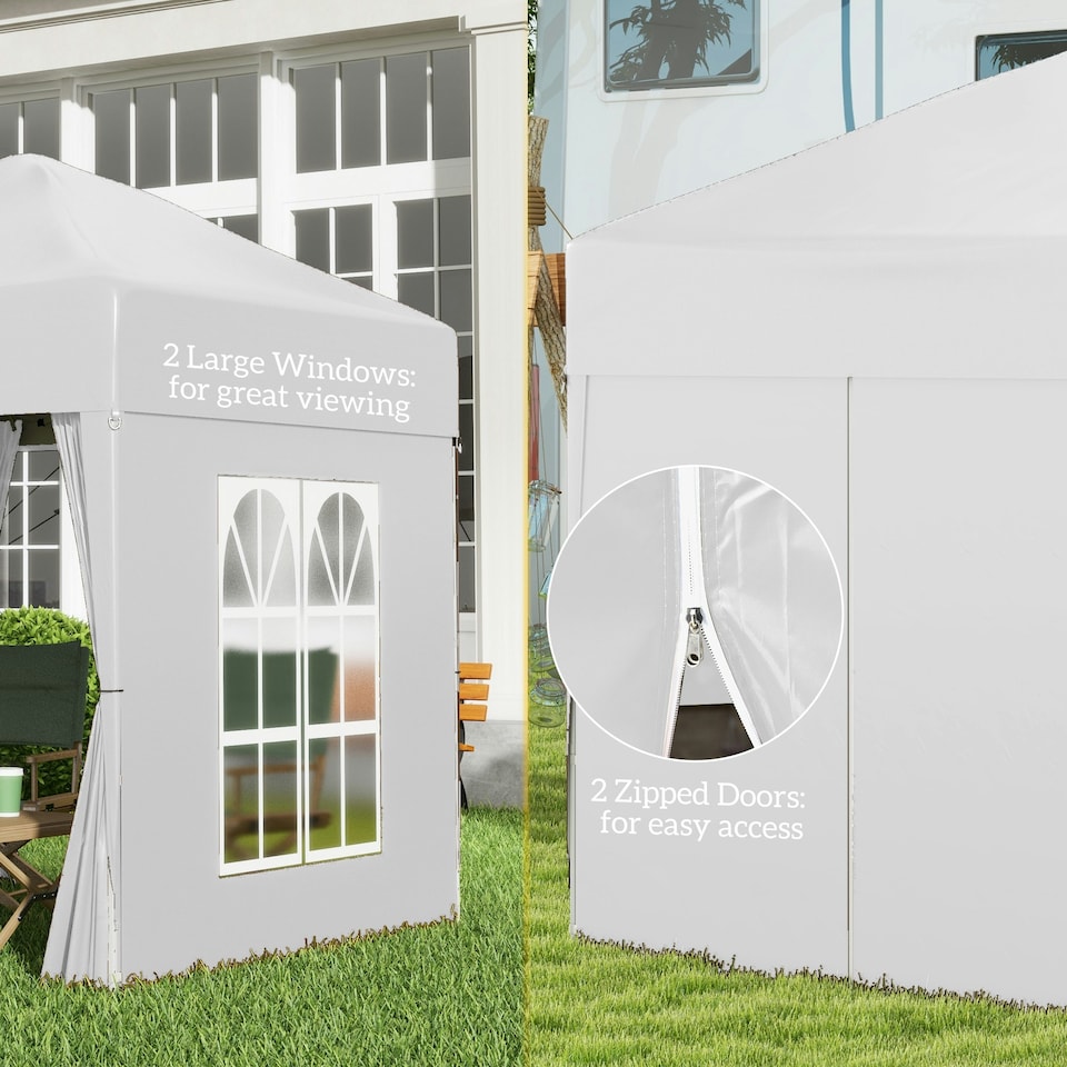 image 1 of Outsunny 2mx2m Pop Up Gazebo Party Tent Canopy Marquee with Storage Bag White