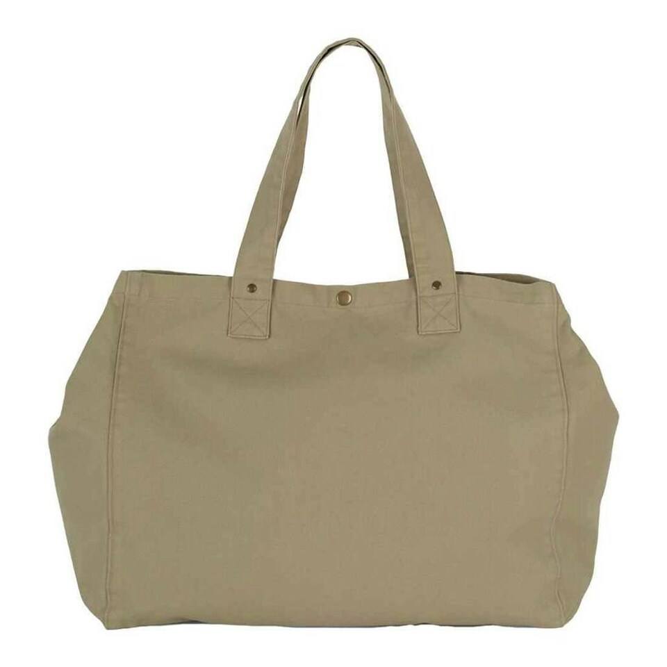 Kimood Washed Cotton Shopper Bag - Olive Grey - One Size