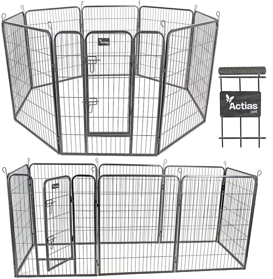 image 1 of Actiaspet - Heavy Duty 8-Panel Metal Playpen with Door, Large 100cm Height