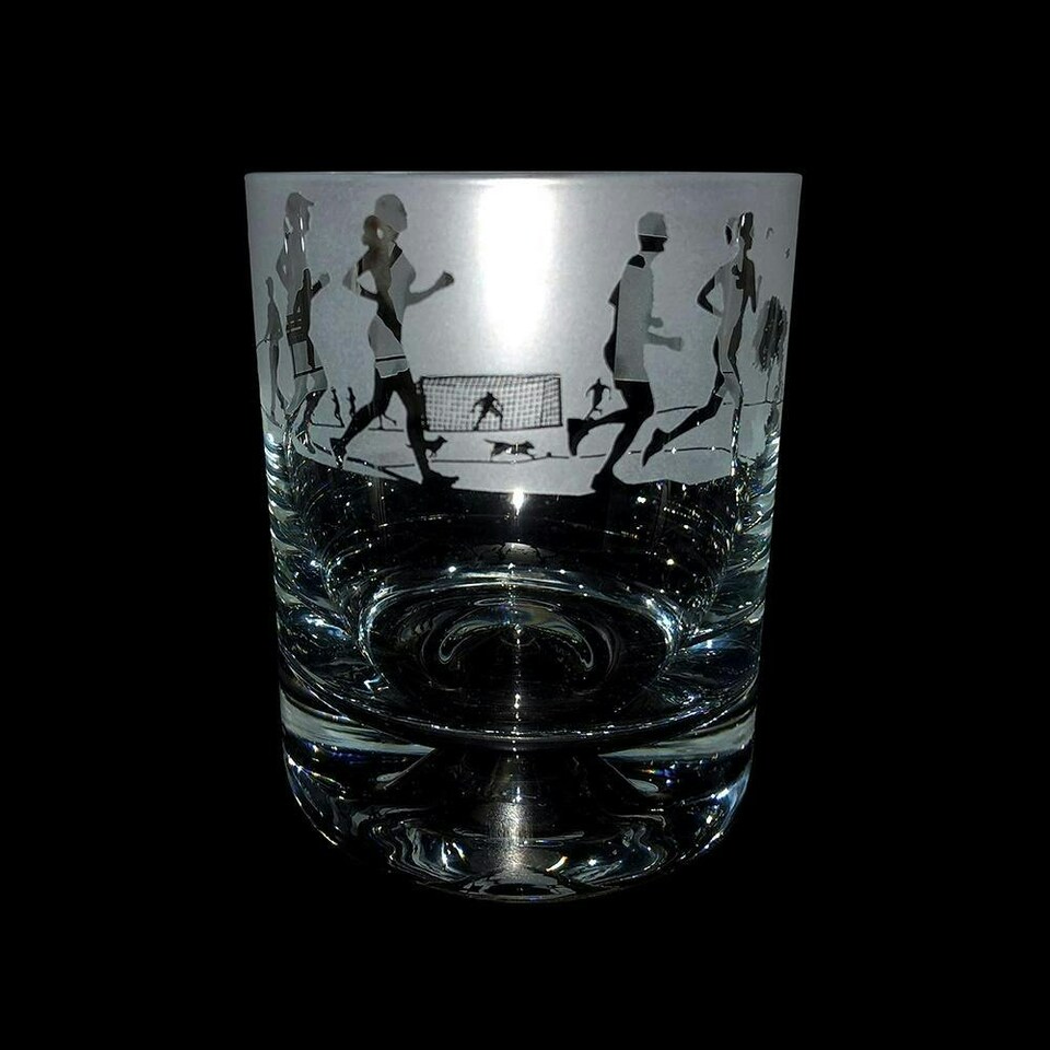 Animo Glass Whisky Tumbler Etched Glass Running