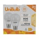 image 1 of UniBulb LED GLS E27 806lm 7.3W 2700K (Warm White) Light Bulb - Pack of 2