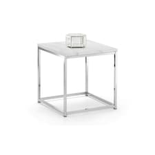White Marble Top Lamp Table with Silver Framing White