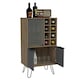 image 4 of Vegas Grey with Bleached Oak Effect Wine Cabinet - 2 Doors and 1 Glass Door with Push-Open Design | Brown | Brown | 1