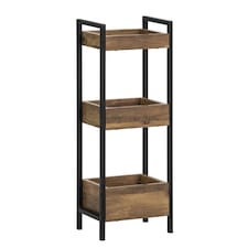 SoBuy 3-Tier Slim Bathroom Storage Cabinet, Brown & Black, 11.0x7.9x29.1 in, 4 kg - FRG226-F