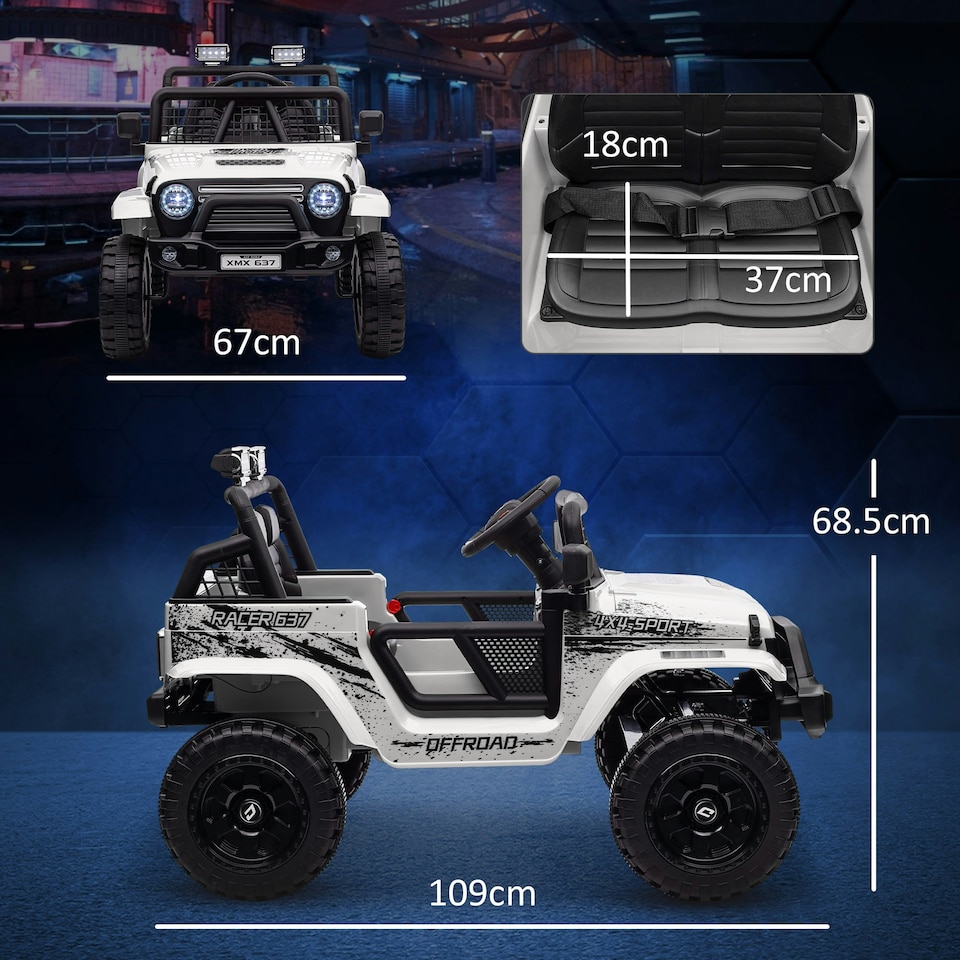 image 1 of AIYAPLAY Kids Ride On Car, 12V Electric Truck w/ Suspension - White