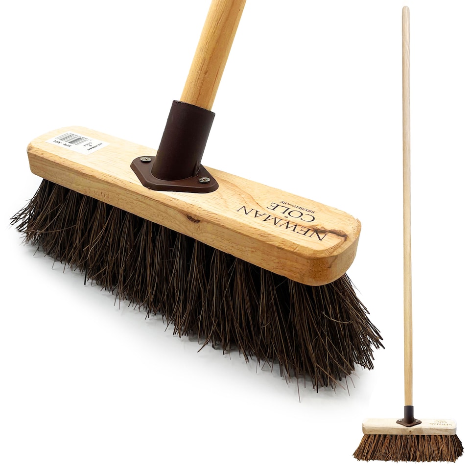 image 1 of Outdoor Broom 10" Yard Brush Heavy Duty Stiff Bristle Garden Sweeping Brush for Patio & Driveway | Brown | 1