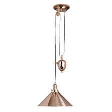 Provence 1 Light Rise & Fall Dome Ceiling Pendant Polished Copper, E27