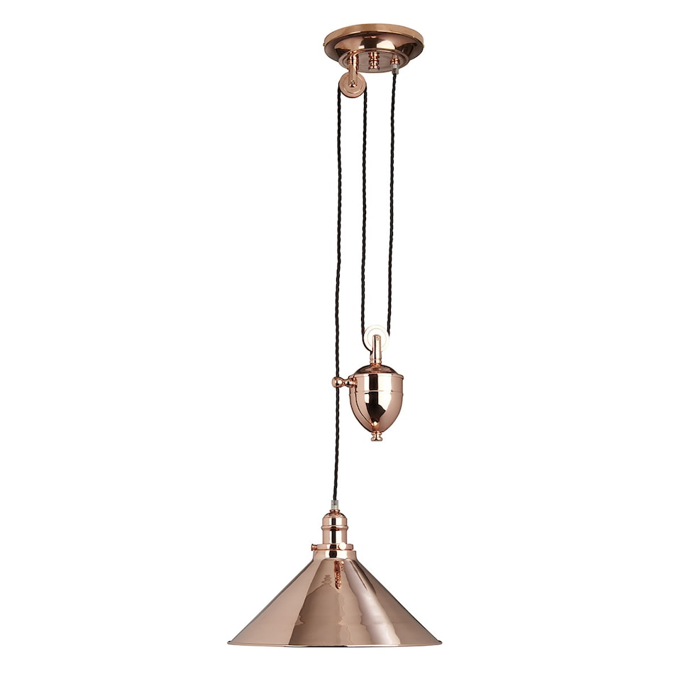 image 1 of Provence 1 Light Rise & Fall Dome Ceiling Pendant Polished Copper, E27