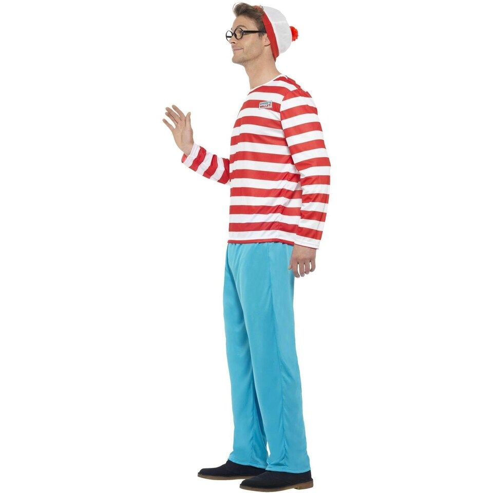 image 1 of Wheres Wally? Mens Costume Set - White/Blue/Red - S S