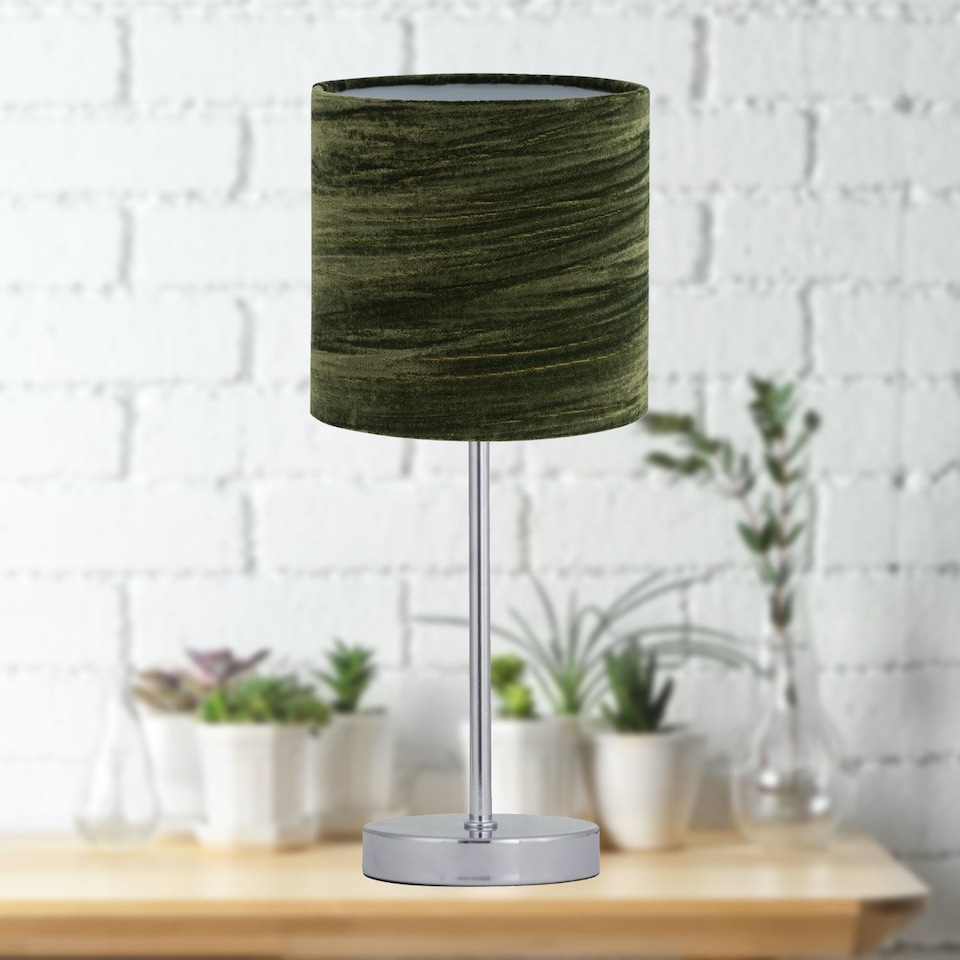 image 1 of Green Crushed Velvet 15.5cm Table Lamp Shade | Green | Small | 1