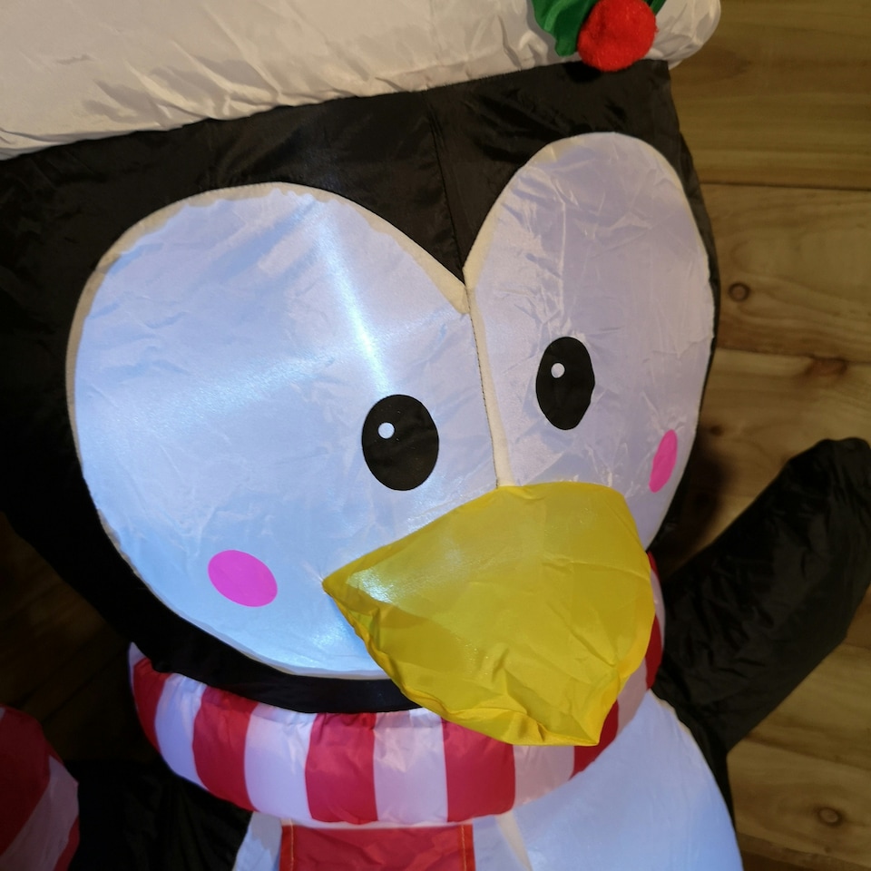 image 1 of 4ft (120cm) LED Christmas Inflatables Outdoor Penguin W/ Candy Cane Decorations