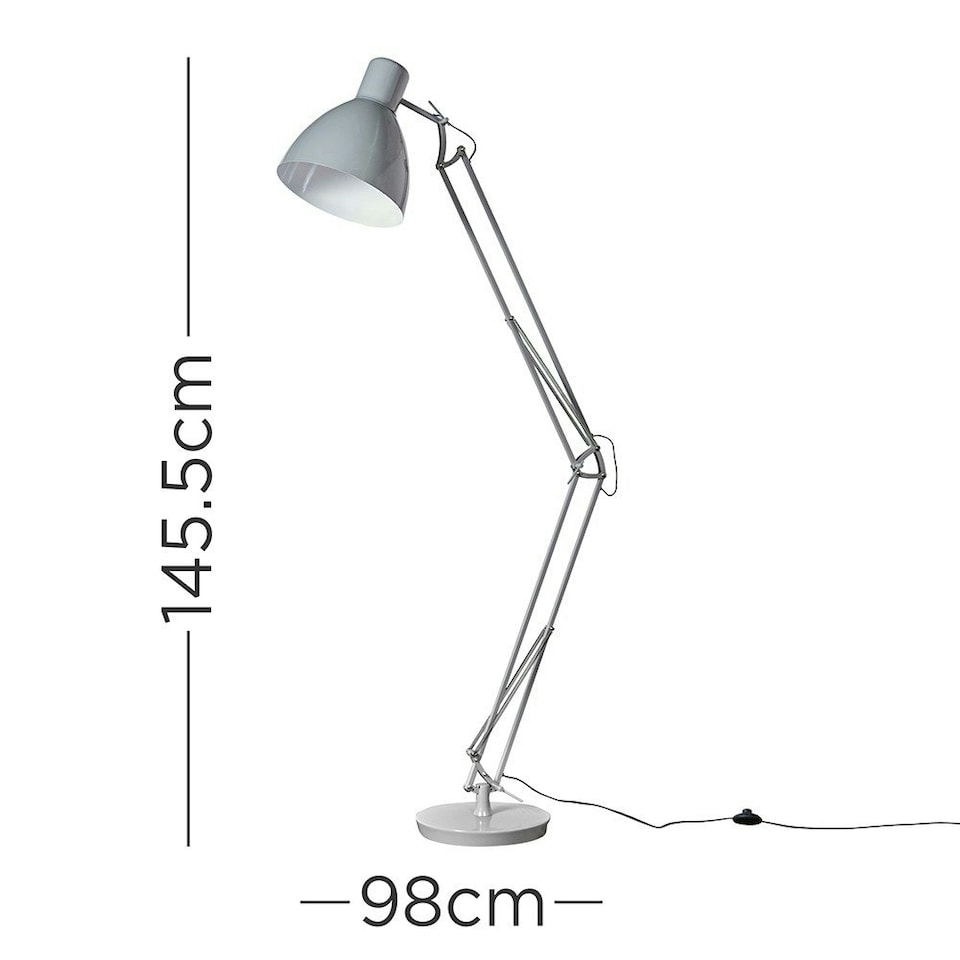 image 1 of ValueLights Pikton Large Modern Angled Design Floor Lamp In Cool Grey Finish - Includes 6W LED Bulb 3000K Warm White