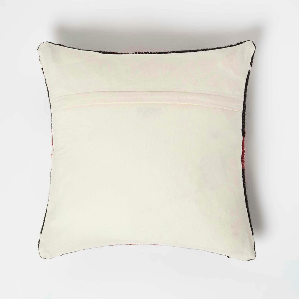 image 1 of Homescapes Tawa Handwoven Traditional Red & Black Kilim Cushion - 45 x 45 cm Red