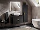 image 6 of Bathroom Cabinets Furniture Set Wall Hung 800mm Vanity Unit with Countertop and Tall Storage Cabinet Black Ribbed Fluted Adel