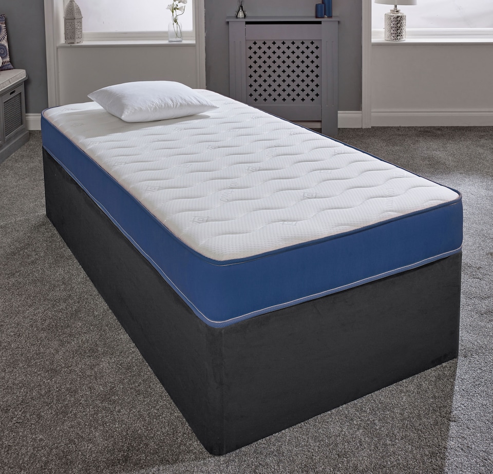 image 1 of Hybrid Memory Foam & Pinna-Coil Mattress - Soft/Medium Cooltouch+ Breathable | Blue | European King Size