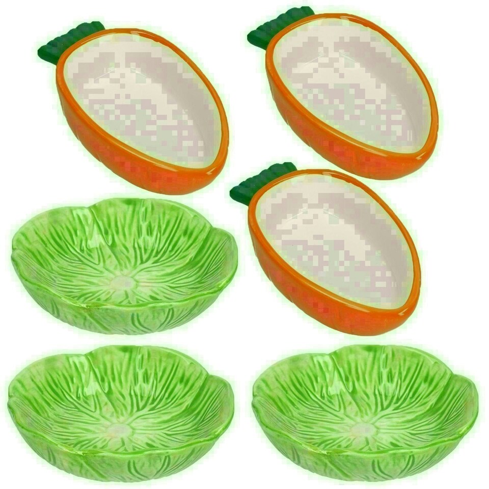 Small Animals Small Lettuce Green Leaf & Carrot Feeding Bowl Treat Pot 3PK | Multi