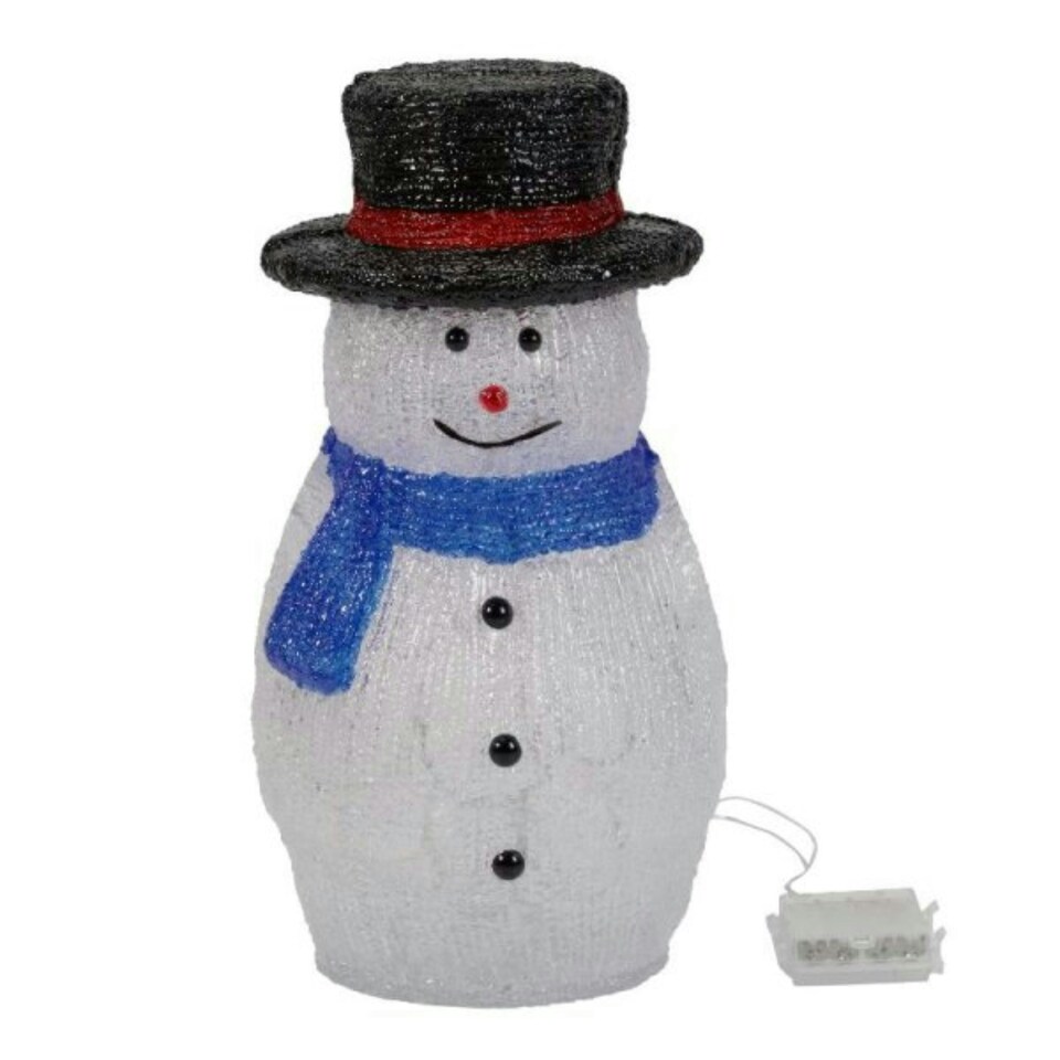image 1 of 44cm Battery Operated LED Light up Acrylic Christmas Snowman Decoration