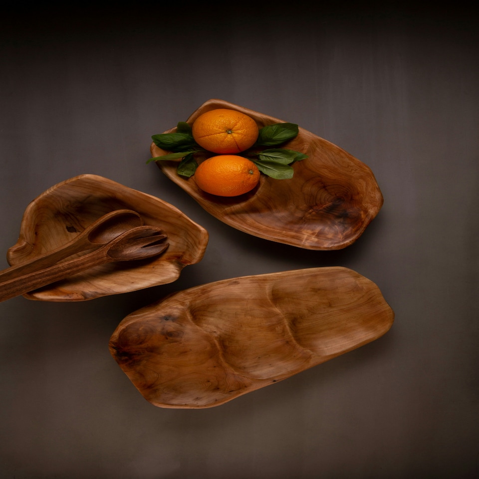 image 1 of Savin 3 Section Serving Dish in Cedarwood Brown