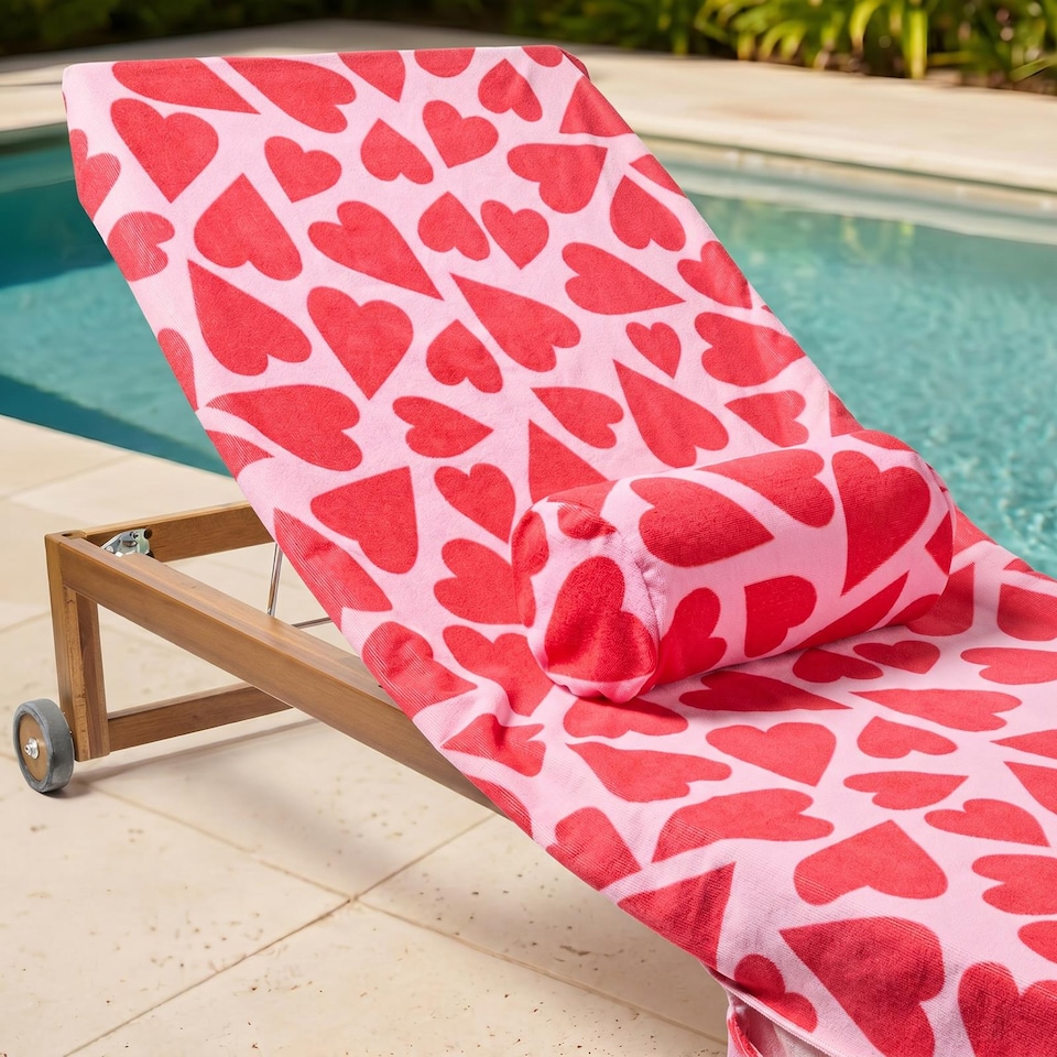image 1 of OHS Heart Prints Beach Bolster Neck Back Support Pillow
