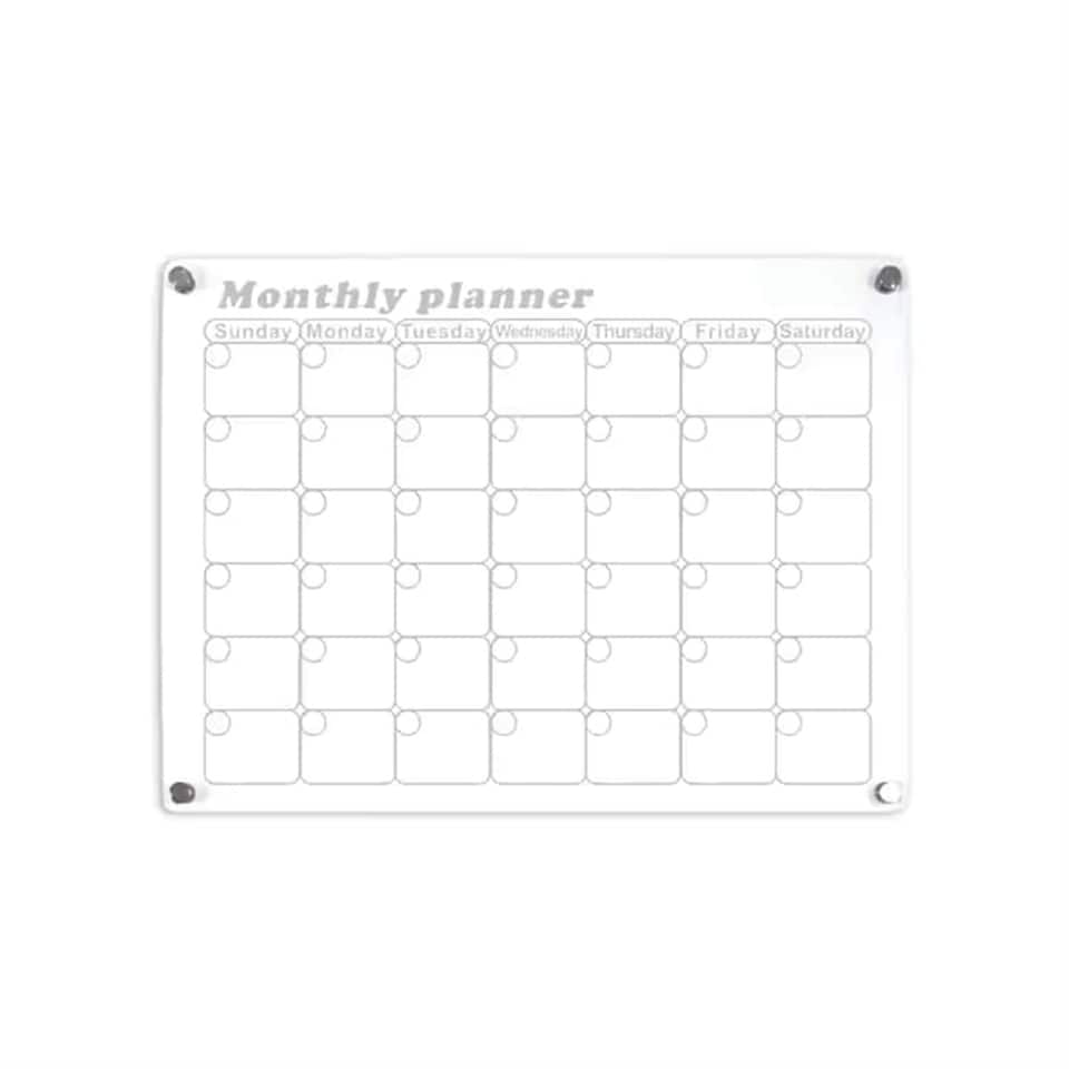image 1 of Glass Dry Erase Magnet Whiteboard Monthly Calendar Planner for Refrigerator
